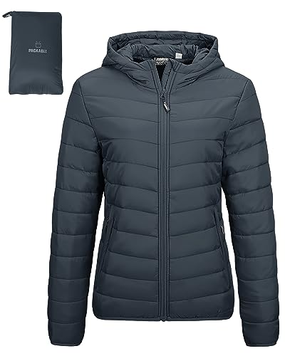 Image of Outdoor Ventures Women's Packable Lightweight Full-Zip Puffer Jacket with Hood Quilted Winter Coat