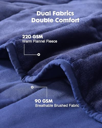 Uttermara Twin Size Weighted Blanket for Adults, Comfortable Flannel 15 Pound Weighted Blanket Soft Brushed Fabric for All Seasons, Calming and Relaxing on Sofa Bed Couch, 48x 72 inches Navy Blue - Image 5