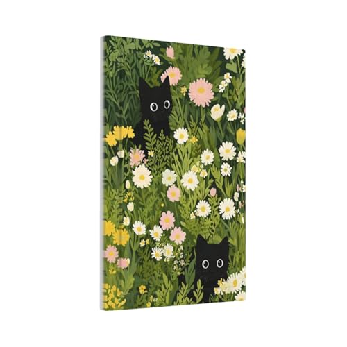 Decorative Switch Covers Plate Funny Cute Black Cat Colorful Flower Green Plant 1 Gang No Device Single Blank Outlet Covers Wall Plate Cover Light Switch Plate Electrical Faceplate