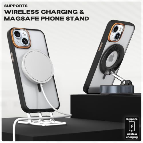 Image of Pikkme Back Cover for iPhone 14 | Shockproof | Mag-Safe Compatible | Hard Transparent Back | Premium Raised Camera Protection | Bumper Case (Black Mag-Safe)