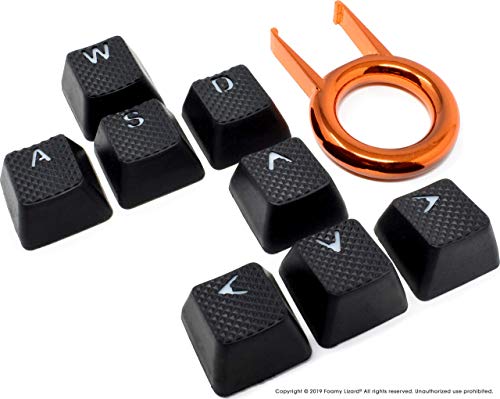 Foamy Lizard Pro Rubber Keycap Set Backlit Set of Cherry MX Compatible OEM Profile Double Shot Shine-Through Keys with Key Puller (Black - Set of 8)