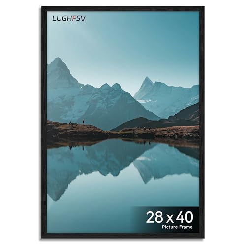 LUGHFSV 28x40 Picture Frame for Wall Vertical or Horizontal Wall Hanging Large Poster Frame for Photo and Posters Poster Frame 28x40 Without Mat