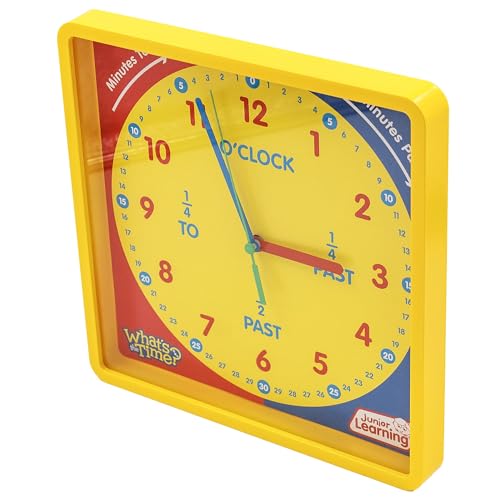 Image of Junior Learning: What's The Time Classroom Clock - Visual Learning Tool, Learn Minutes to & Past, Battery Powered, Educational Toy, Kids Ages 5+