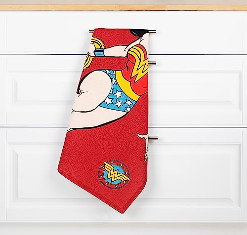 Excelsa Wonder Woman Kitchen Towel 100% Cotton 70 x 50 cm with Hole, Front Wonder Woman Decoration and Back White, Cm. 70 x 50 - Image 3