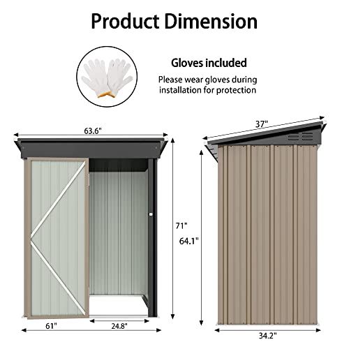 Flamaker Storage Shed Outdoor Metal Garden Shed With Lockable Door Utility Tool Shed Storage House For Backyard, Patio And Lawn (5 X 3 Ft) Brown #TOP6