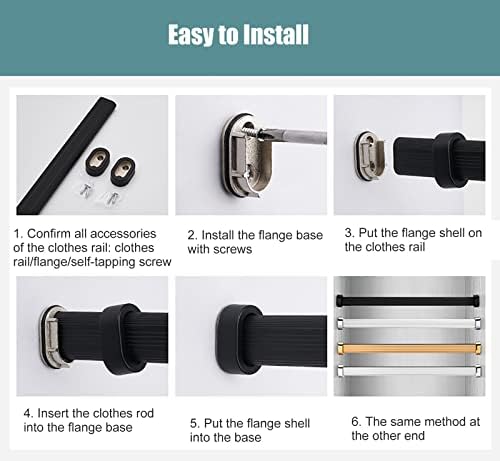 Heavy Duty 2.4mm Metal Closet Rod - 18in Wall Mount Clothes Bar for Bedroom, Bathroom, or Boutique - Modern Wardrobe Pole for Hanging Clothes & Organizing Cabinets