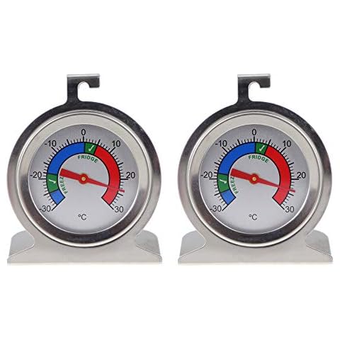 Kühlschrank-/Gefrierschrank-Thermometer, Doppelpack, zur Überwachung von Kühlschrank, Temperatur, Edelstahl, Gefrierschrank und Kühlschranktemperatur, Thermometer Cover