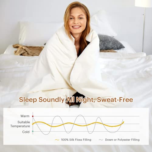 Lilysilk All Season Silk Comforter With Silk Shell 100% Mulberry Silk Duvet For Spring Summer Fall & Winter, King(104X92 Inch,Silk Weight:2.0Kg) #TOP3