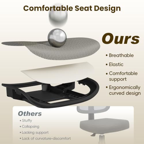 Image of Ergonomic Office Chair, Mesh Computer Desk Chairs with BIFMA X5.1 Certified, Adjustable Lumbar Support, 3D Arm, Tilt Back, Wide Seat, Comfy Swivel Work Task Chair for Company and Home (Apricot Mist)