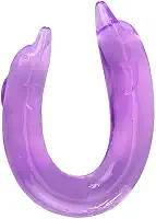 Estimulador Duplo em Jelly, 30,5 cm, Formato Golfinho, Roxo, 3,5cm/2,6cm Espessura