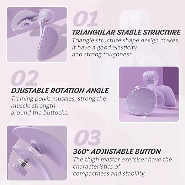 Thigh Master, Pelvic Floor Trainer, Hip Trainer for Postpartum Rehabilitation, Kegel Trainer & Butt, Leg, Arm Toning Master Equipment for Home Gym Workout (Purple Tension Value 12KG)