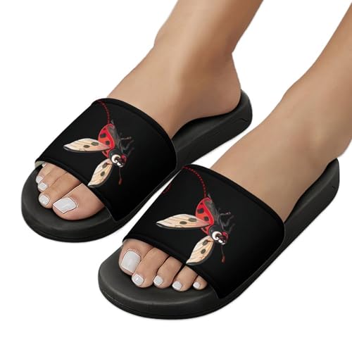 Ladybeetle Ladybugs Nature Insect Unisex Shower Shoes House Slippers Non-Slip Indoor Bathroom Shoes for Pool Beach 37 (235mm)3
