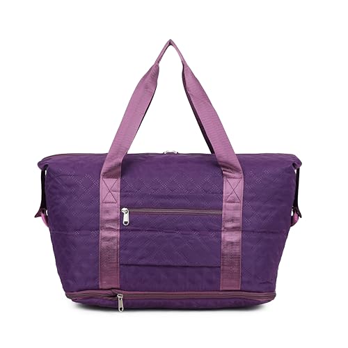 Women's Foldable Wet Dry Separation Handbag Lightweight Waterproof Travel Bags Large Capacity Casual One Shoulder Bags(004-Purple)4