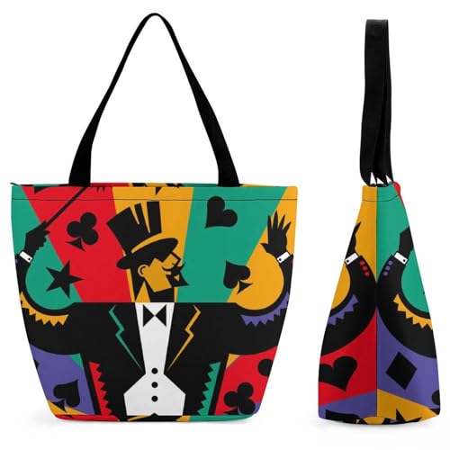 Sac à main pour femme Poker Gentleman grand sac à bandoulière et sac de shopping pour voyage
