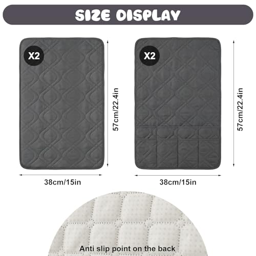4 fundas para reposabrazos de sofá impermeables y acolchadas con bolsillo para sillón reclinable 6