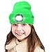 ATNKE Kids LED beleuchtete Mütze mit Licht, USB Wiederaufladbare 4 LED Scheinwerfer wasserdichte Winterwärmer Strick Nachthüte mit leichten Jungen Mädchen/Fluorescent Green