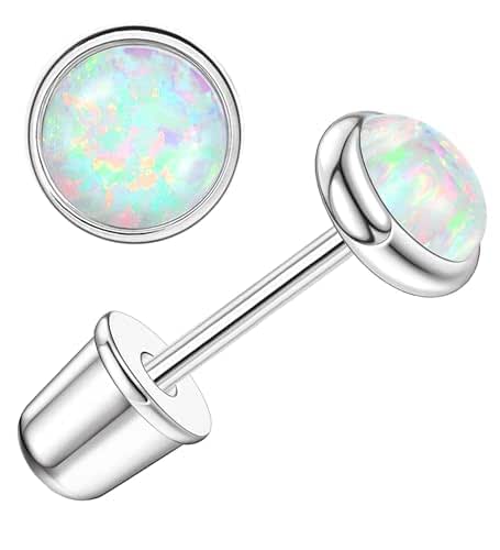 20 Pcs 14K Gold Filled Threadless Flat Back Earrings - 18G Studs For Nose, Tragus, Helix, Conch Piercing (Opal, CZ)