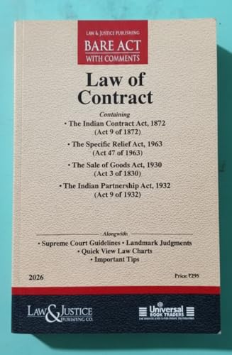 Image of Law of Contract Bare Act with Comments 2026 Edition | Indian Contract Act 1872 | Specific Relief Act 1963 | Sale of Goods Act 1930 | Indian ... | Landmark Judgments | Quick Charts & Tips