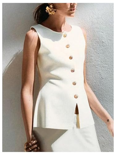 Image of GORGLITTER Women's Sleeveless Knit Sweater Vest Top Tredny Dressy Button Up Business Casual Cardigan Vest Going Out Top