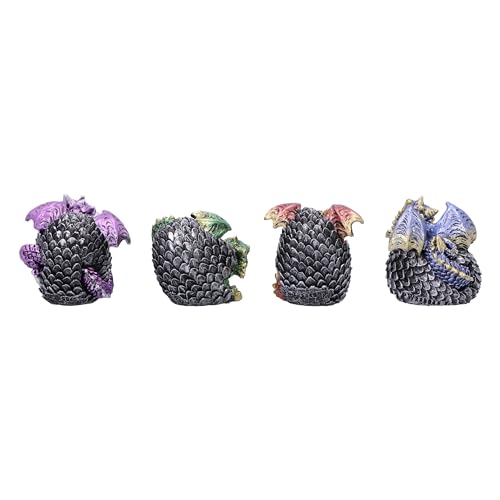 Nemesis Now Eggling Hoard Dragon Hatchling Figurines 5cm - Set of 4 Mini Resin Dragons, Silver, 4.5cm - Image 4