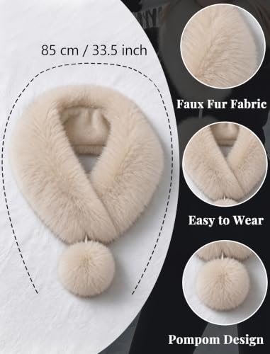 Avidlove Winter Scarf for Women Cold Weather Faux Fur Collar Scarf Fluffy - image 4