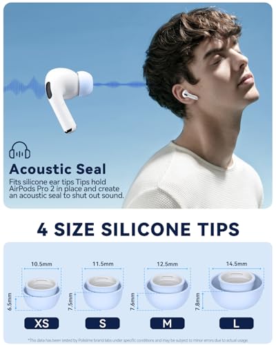 Image of 4 Pairs Replacement Ear Tips for AirPods Pro 2nd /1st (Blue) | (4 Size XXS /XS /S /M /L )Silicone Ear Tips with Cleaner kit,Noise Reduction Holewith & Built-in dust Guard Screen