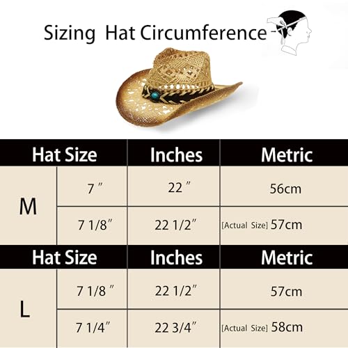 Image of YOUBADU Western Straw Cowboy and Cowgirl Hats with Decorative Bands - Unisex Wide Brim Raffia Style Sun Hat