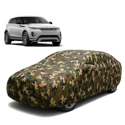 Image of Sulfar 100% Waterproof Car Body Cover Compatible with Mirror for Land Rover Evoque with Long Lasting Durable Material (Triple Stitched, Full Bottom Elastic, Camouflage Army)