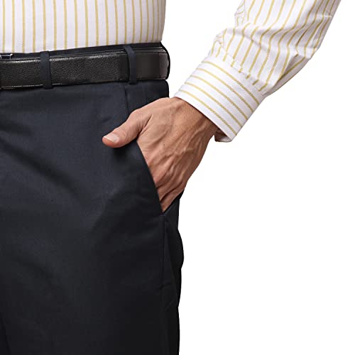 Image of Park Avenue Men's Polyviscose Blend Twill Pattern Smart Fit Flat Front Formal Trouser