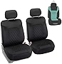 FH Group Car Seat Covers Durable Water Resistant Neosupreme Deluxe Diamond Design Front Set Car Seat Cushions, Airbag Compatible w Gift - Universal Fit for Cars Trucks and SUVs (Black)