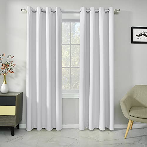Image of IVAZA Living Room Bedroom Room Darkening Thermal Insulated Polyester Solid Blackout Curtain Noise Reducation Door Curtain 8 feet Set of 2(White)