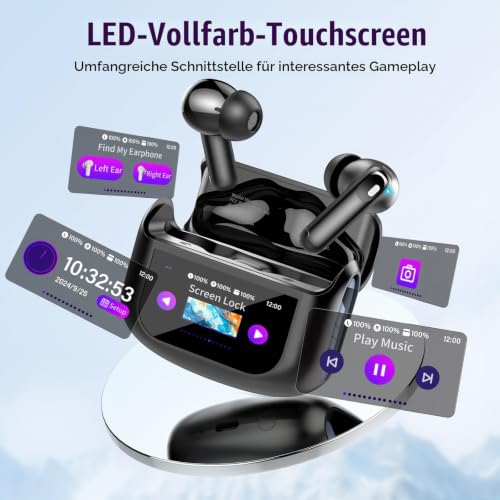 Touchscreen Bluetooth Kopfhörer, 2026 In Ear Kopfhörer Kabellos Bluetooth 5.4 mit ANC+ENC Noise Cancelling Mic… – Ansicht 4