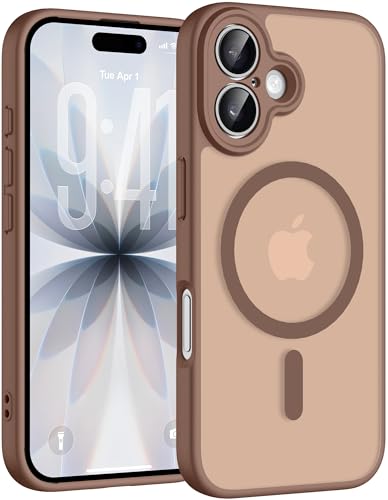 Helssitot für iPhone 17 Hülle mit Magsafe Militär-Grade Stoßfest Kratzfest Anti-Fingerabdruck Magnetisch Rückseite Matt Handyhülle für iPhone 17 6 3 Zoll Braun