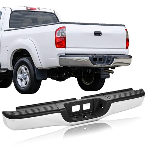 Image of For 00-06 tundra Rear Bumper Assembly Compatible with 2000 2001 2002 2003 2004 2005 2006 Toyota Tundra, Chrome Back Bumper Replacement for TO1103107 with Licence Plate Lights