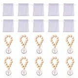 Heoscus 2. Große Katholische Gebetsketten Armbänder Aus Holz Mit Kruzifix Taufbevorzugung Und Organza Rosenkränzen Aus Holz