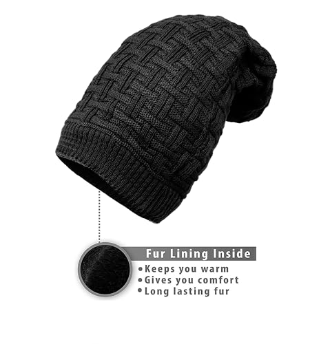 FREECULTR Unisex Premium Beanie Cap for Men Women Skull Slouchy Winter Woolen Knitted Inside Fur Caps (Pack of 1) - Image 2