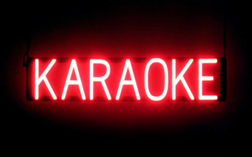 SpellBrite KARAOKE LED Sign - Red | Neon Signs for Bars | Karaoke Sign with 8 Animation Settings | Bright & Energy Efficient | Bar Decor Display | 28.6" W x 6.3" H | Neon-Type Signage
