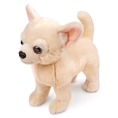 lilizzhoumax Chihuahua-Plüschtier, 26 cm, realistische Simulation, Stofftierwelpe, niedlich, superweich, Heimdekoration, Weihnachten, Geburtstagsgeschenk, für Jungen, Mädchen, Kinder, Gelb