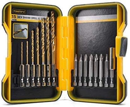 Powerland - Set di punte per trapano, 15 pezzi