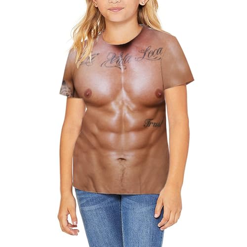 Kid's Print 3D Novelty Muscles Crewneck Cool Short Sleeve Funny Graphic T Shirts for Youth Boys Girls 4-14 Years3