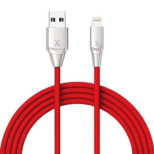 xcentz iPhone Charger 6ft, MFi Certified Lightning Cable iPhone Charger Cable Metal Connector, Durable Braided Nylon High-Speed Charging Cord for iPhone 11/X/XS Ma/XR/8 Plus/7/6/5, iPad, Red