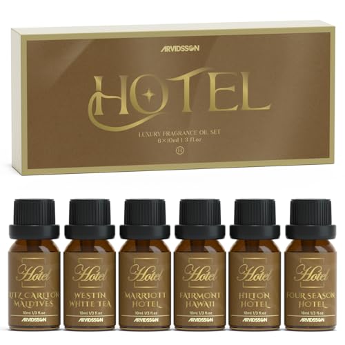 Hotel Diffuser Oils Gift Set - ARVIDSSON Hotel Essential Oils for Diffuser, Luxury Fragrance Oil Set - Inspired by 5 Star Hotels Including Hilton, Four Season and More Scents, Gift for Women and Men