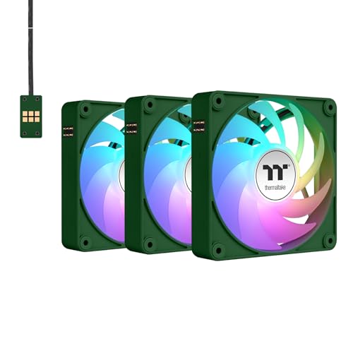 Image of Thermaltake CT140 EX ARGB Sync PC Cooling Fan 3 Pack, PWM 500~1800 RPM, 5V Motherboard Sync, 16.8 Million Colors 9 LEDs, MagForce 2.0 Connectors, Hydraulic Bearing, Racing Green, CL-F222-PL14RG-A