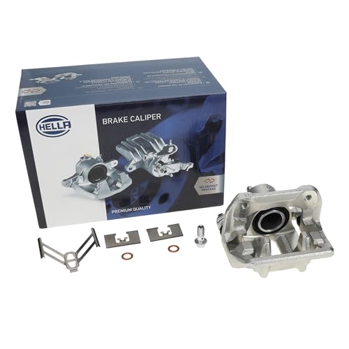 HELLA Premium Brake Caliper With Bracket, Rear Left, No Core Charge, Compatible with Select 1991-2012 Acura & Honda