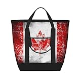 XZDLXJ Isolierte Schulter- und Tragetasche mit kanadischer Flagge im Retro-Stil für warme und kalte Speisen, Schwarz, Einheitsgröße, Schwarz , Einheitsgröße