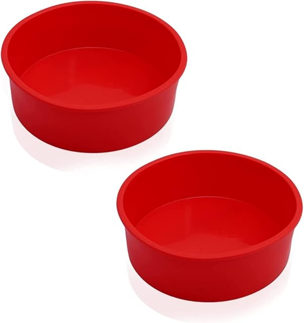 NCOALE Silicone Cake Tins, 2 Pack 6 Inch Round Silicone Cake Mold Pan Silicone Cake Moulds Tins, Nonstick & Quick Release Silicone Baking Tins Silicone Round Cake Mould Set for Layer Cake Cheesecake