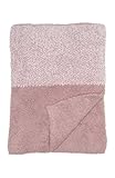 Barefoot Dreams Luxe Heathered Stripe Throw Blanket - 60'' x 45'' (Vintage Rose / White), Semi Double