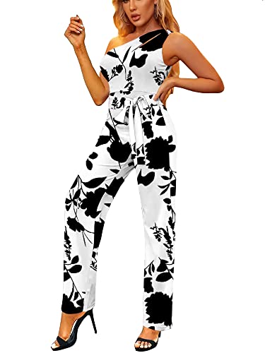 Lemdannu Wedding Jumpsuits Floral Printed Cut Out High Waist Work-Wear Beautiful Pant Suit For Women 201 M #TOP1