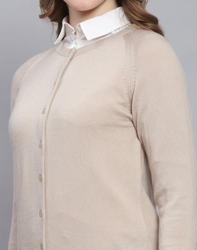 Image of Monte Carlo Women Regular Fit Full Sleeve Solid Round Neck Winter Cardigan (Pack of 1)