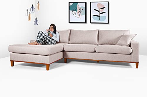 Sofá California 4 Lugares Living Chaise Linho Lado Direito (Champ...